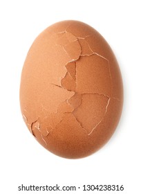 Single Cracked Chicken Egg Isolated On White Background