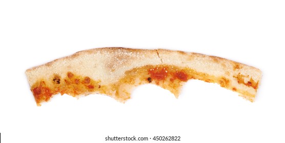 Single Crust Of A Pizza Slice Isolated Over The White Background