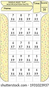 Single Digit Multiplication Facts
Worksheet Math For Kids