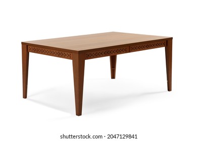 Single dining table isolated on white background