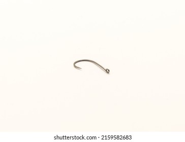 Single Drop Shot Fishing Hook Size 2 Made From High Carbon Steel Isolated On White Background. Ultra-sharp And Super Durable Needlepoint Hook Point.