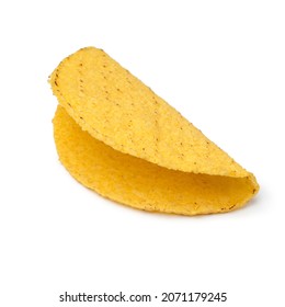 Single Empty Mexican Taco Shell, Isolated On White Background