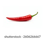 Single fresh red chilli isolated on white background.