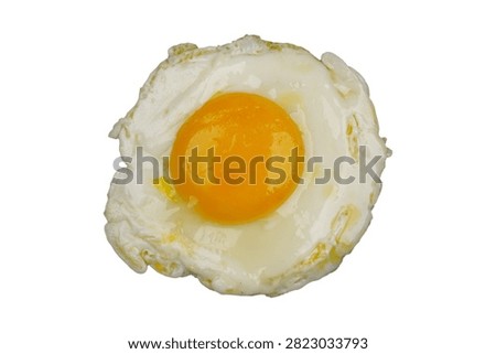 A single freshly cooked fried egg with a perfectly round vibrant yellow yolk and tender white, isolated against a clean white background for culinary concepts.
