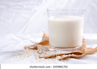 Single Glass Of Rice Milk.