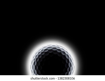 single golf ball with eclipse like effect on a black background