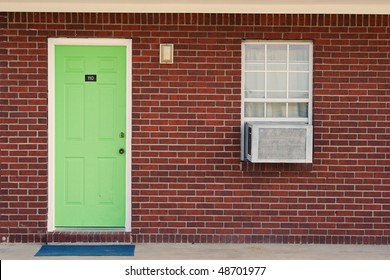 Single green door