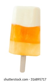 Single Halloween Candy Corn Popsicle Isolated On A White Background