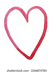 single hand-painted watercolor red heart, white background - Shutterstock ID 2246874783