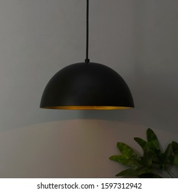 Single Head Vintage Black Metal Simple Round Shape Hanging Pendant Ceiling Light