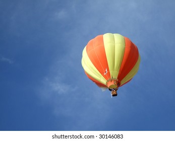 Single Hot Air Balloon With Blue Sky