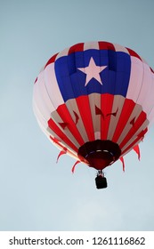 Single Hot Air Balloon Floating Over Traverse City Mi In July 2011