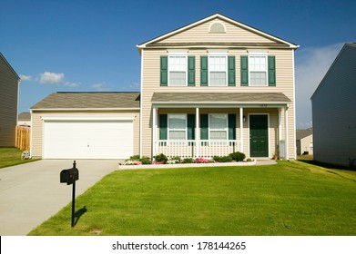 Single house in new housing development near Charlotte, North Carolina