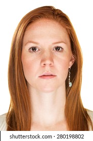 Single Isolated Serious Female With Blank Stare