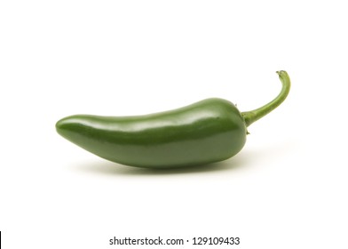 Single Jalapeno Pepper Isolated On White Background