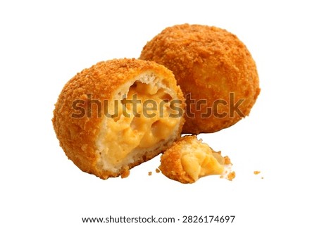 A Single Large Crispy Fried Mac And Cheese Ball P Isolated On White Background