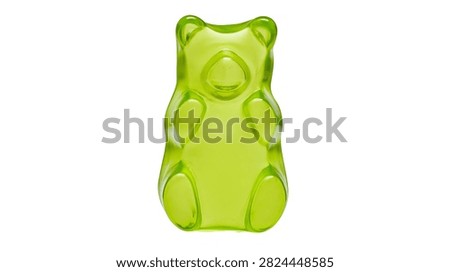Single lime green translucent gummy bear candy