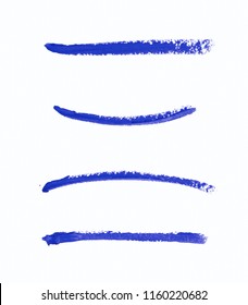 Single Line Marker Stroke Of A Wax Crayon As A Design Underline Element, Isolated Over The White Background, Set Of Four Different Foreshortenings