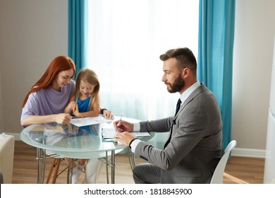 Single Lonely Mother With Kid Girl And Psychologist, Husband Left His Family, Went To Another Mistress. Sad Depressed Redhead Woman Get Support And Help By Professional Therapist