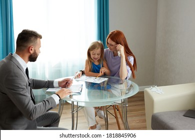 Single Lonely Mother With Kid Girl And Psychologist, Husband Left His Family, Went To Another Mistress. Sad Depressed Redhead Woman Get Support And Help By Professional Therapist