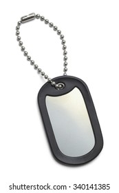 Single Military Dog Tag Isolated On A White Background.