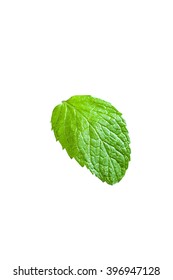 Single Mint Leaf Isolated On White Background