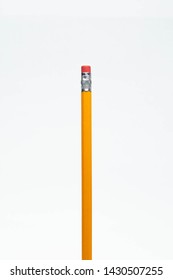 Single Number 2 Pencil Standing Vertical On White Background