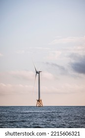 Single Off Shore Wind Turbine Near Block Island, Rhode Island, USA