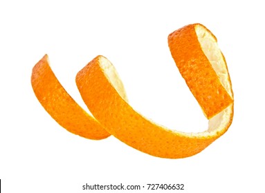 Single Orange Peel On A White Background