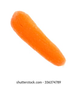 A Single Organic Small Baby Carrot Isolated On A White Background.