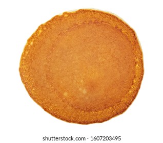 Single Pancake Isolated On A White Background, Top View.