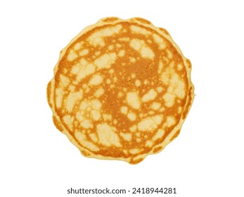 Single pancake top down view studio shot isolated on white background
