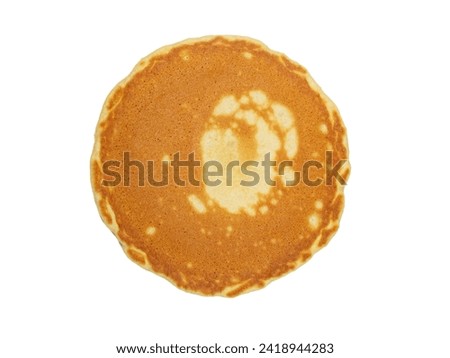 Single pancake top down view studio shot isolated on white background