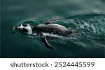 single penguin swimming on the beach