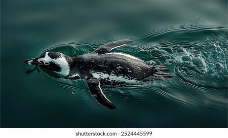 single penguin swimming on the beach - Powered by Shutterstock