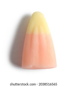 Single Pink Candy Corn Cut Out On White.