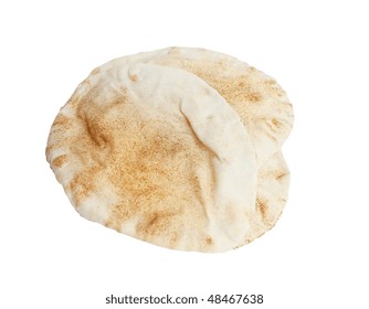 Single Pita Bread, Isolated On White Background