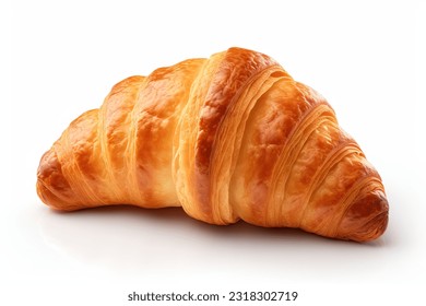 Single plain croissant on white background.