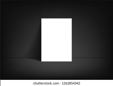 single poster mockup on black background, on floor, A3 size