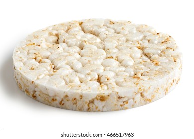 Single Puffed Rice Cake Isolated On White.