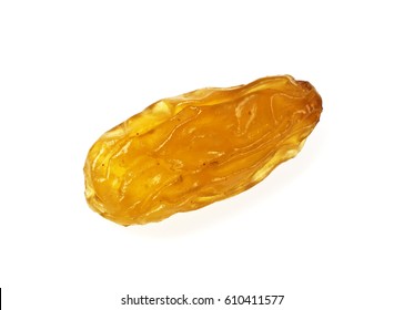 Single Raisin Isolated On White Background