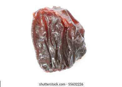 Single Raisin On White Background