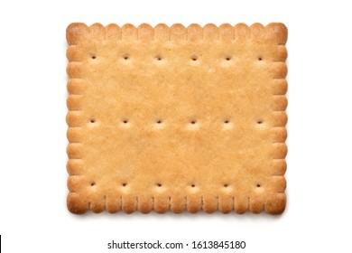 Single rectangular butter biscuit isolated on white. Top view. - Shutterstock ID 1613845180