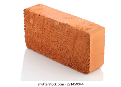 Single Red Brick Isolated On White Background Isolate