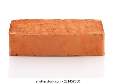 Single Red Brick Isolated On White Background Isolate