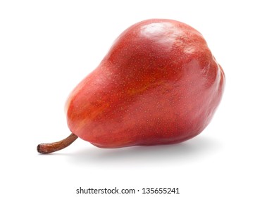 Single Red Pear Isolated On White