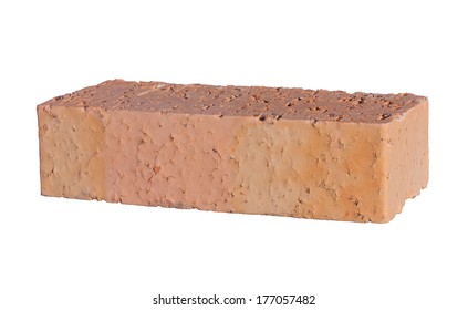 Single Red Solid Porcelain Brick Isolated On White Background