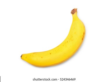 Single ripe fresh banana isolated on white background