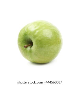 Single Ripe And Green Granny Smith Apple Isolated Over The White Background