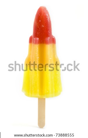 Single rocket shaped ice lolly isolated on a white baackground